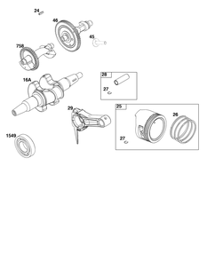 Crankshaft Group Diagram and Parts List for 25T235-0349-G1 200000 - 399999 Briggs and Stratton Engine